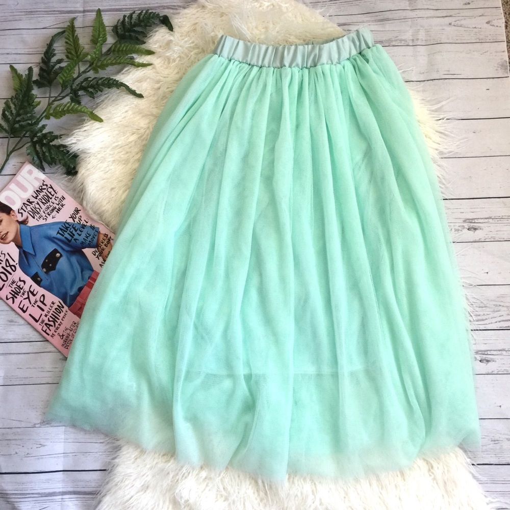 Mint tulle midi skirt Nwot